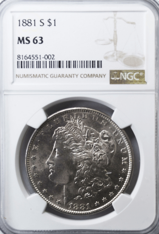 1881 S $1 Morgan Silver Dollar MS63 NGC Uncirculated San Francisco