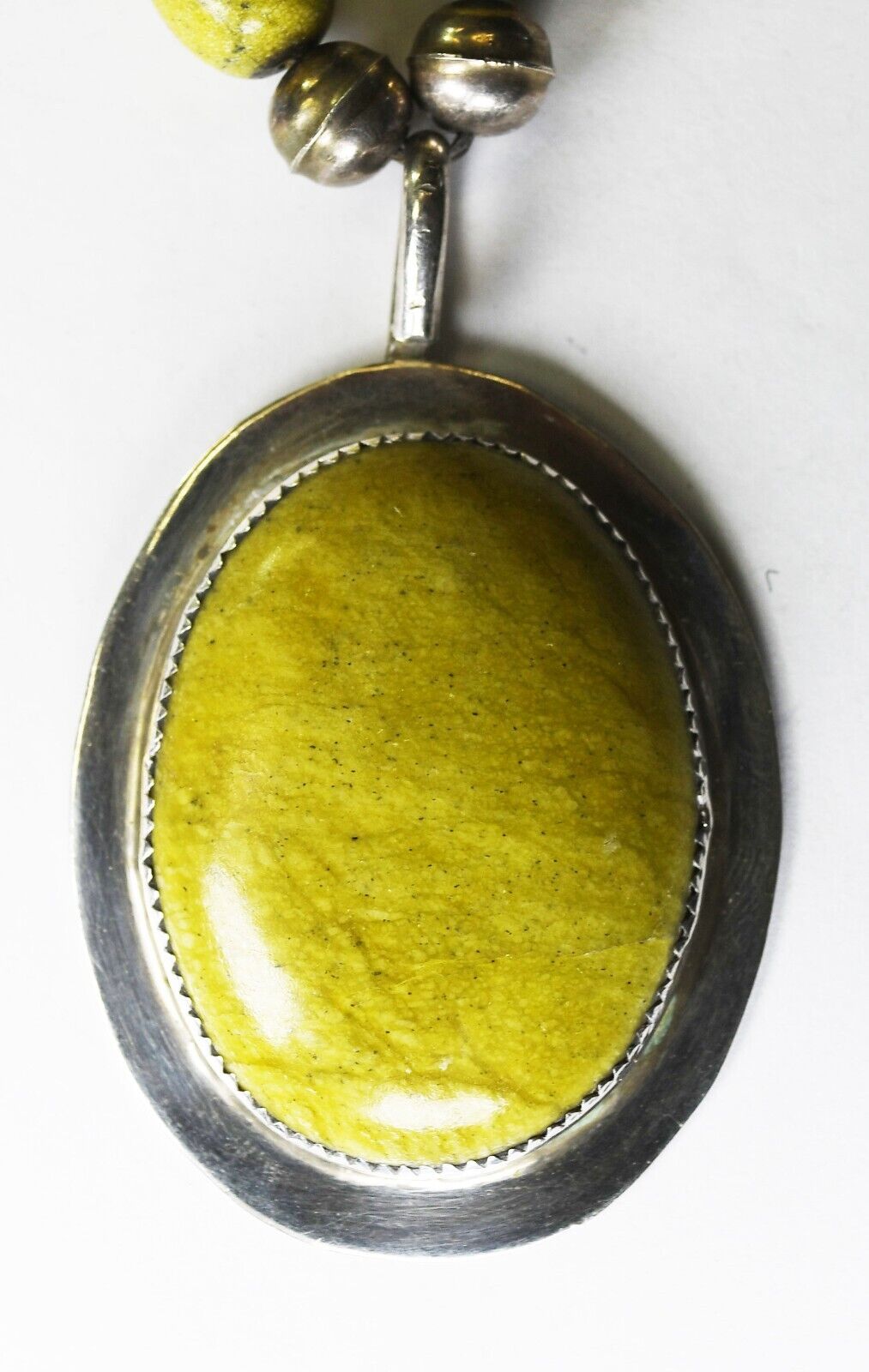 Sterling Eddie Chee Serpentine Olive Green 63mm Pendant & Necklace 17.5"