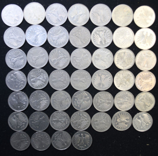 46pc Germany Federal Republic 5 Five Mark Coin Lot 1975-1994 KM#140.1