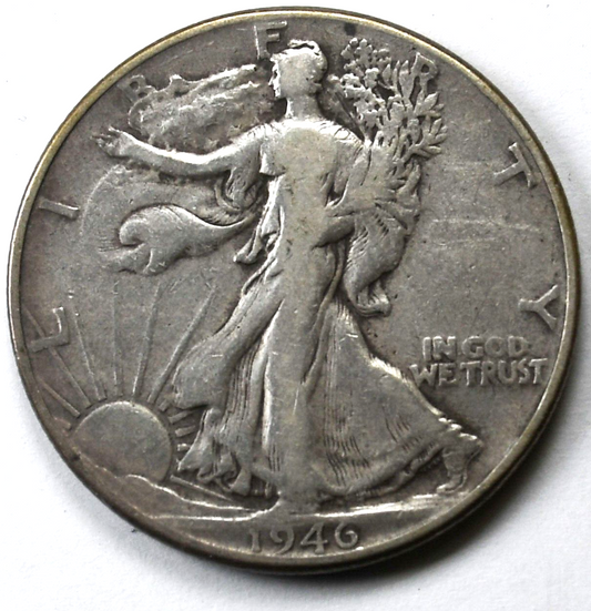 1946 50c Walking Liberty Silver Half Dollar Fifty Cents DDO FS-101