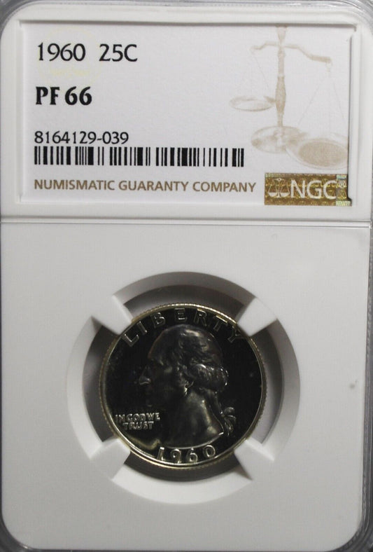 1960 25c Washington Proof Silver Quarter Dollar NGC PF66