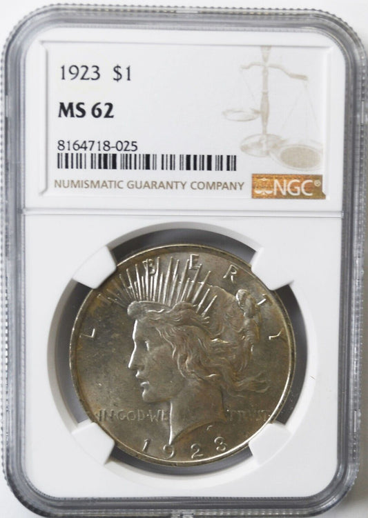 1923 $1 Peace Silver One Dollar US NGC MS62 Philadelphia