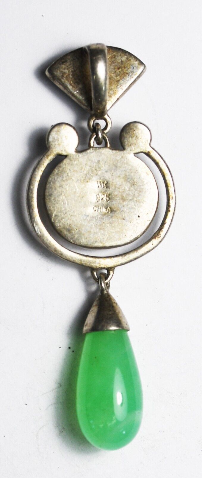Sterling Whitney Kelly Jade Lace Agate Lapis Opal Dangle Pendant 2.25" x 20mm