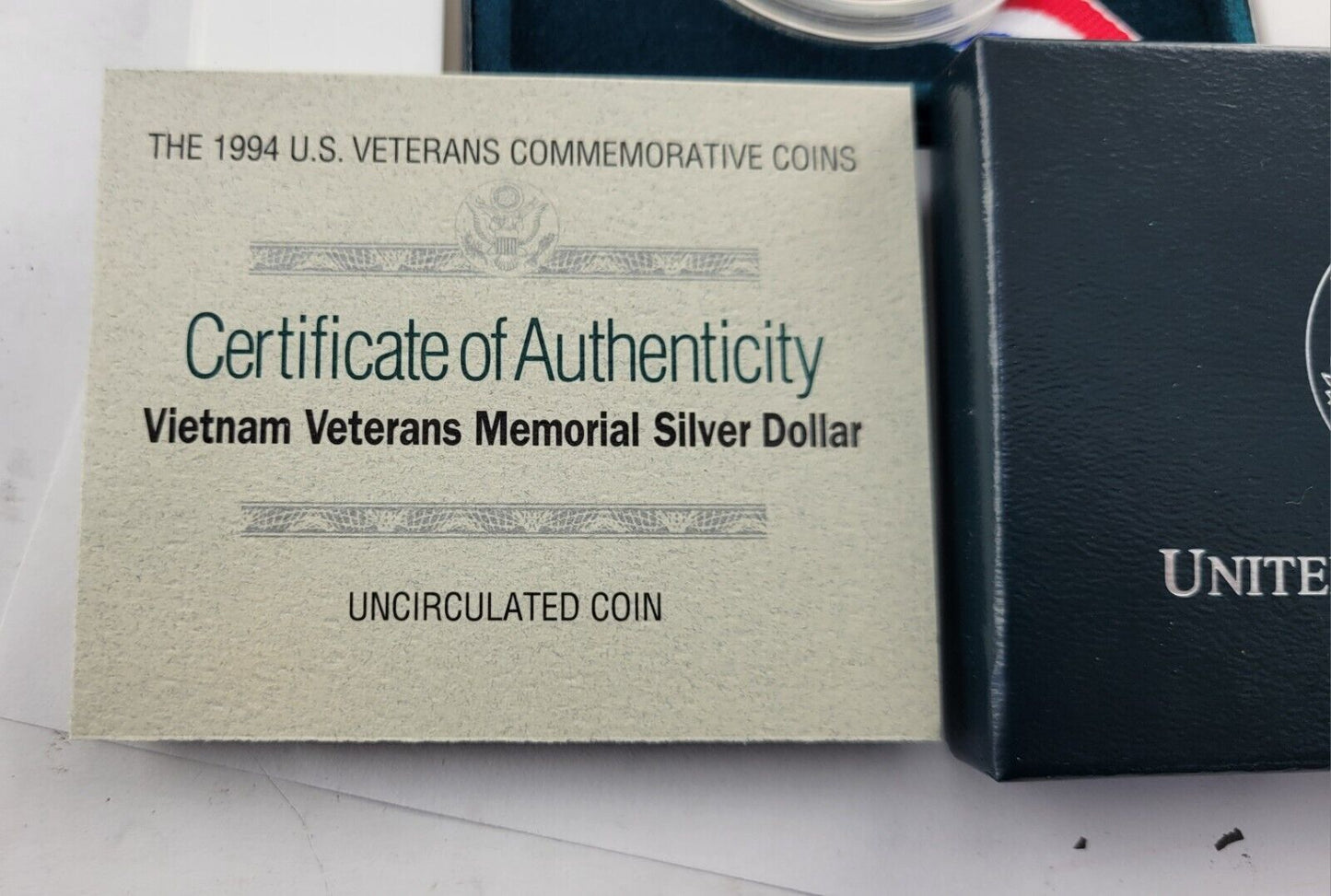 1994 W Vietnam Veterans Memorial BU Commemorative Silver Dollar US Coin Boxed