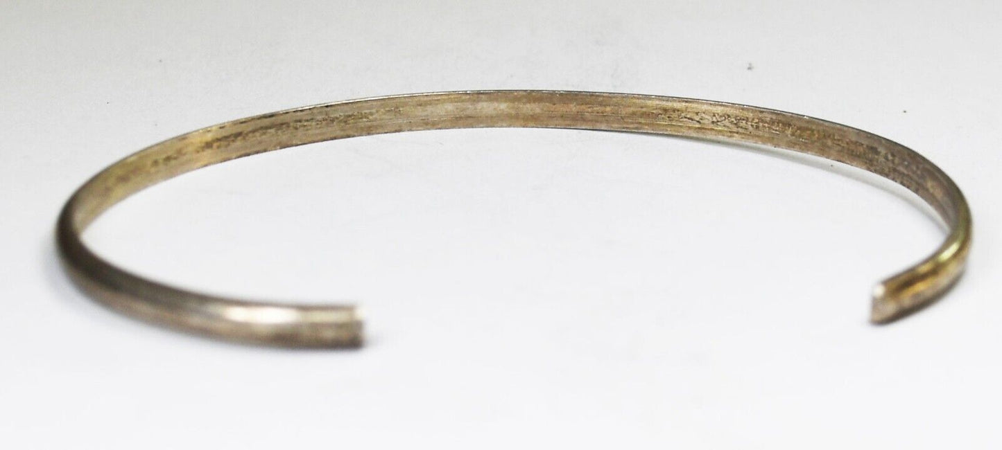 Sterling Silver Bar Plain Cuff Bracelet 3mm 7.5" Wrist