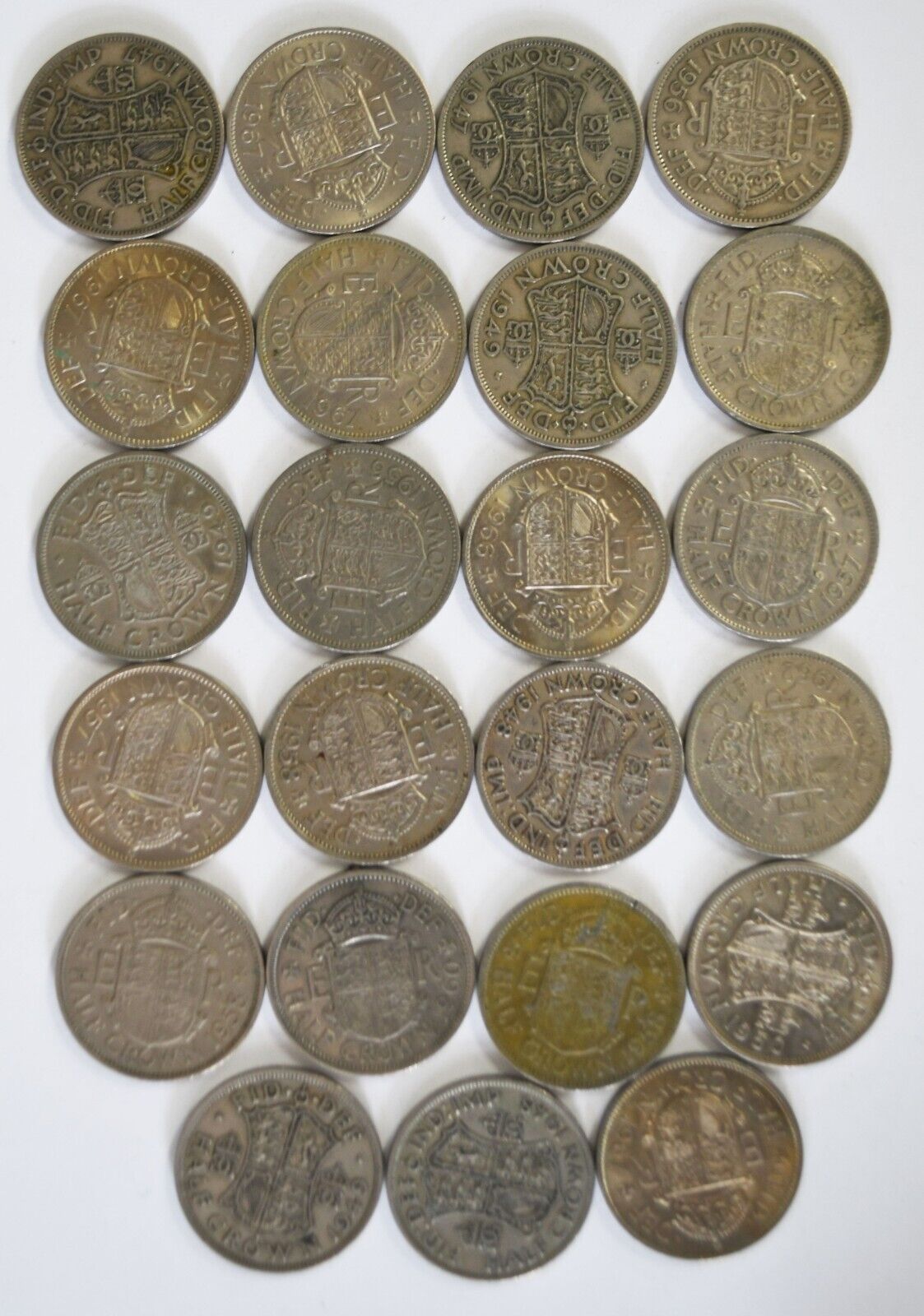 23pc Great Britain Half 1/2 Crowns Copper Nickel 1947-1967