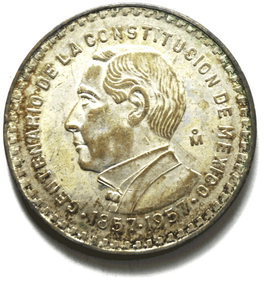 1957 Mexico Estados Unidos Mexicanos One Peso Silver Coin KM#458