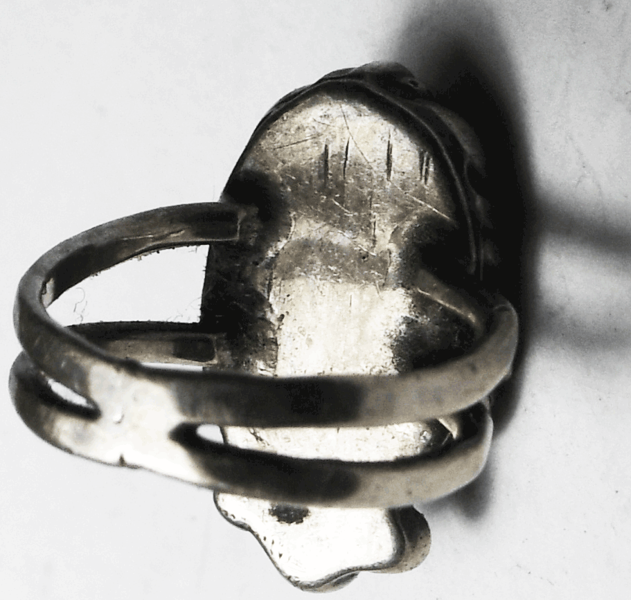 Antique Sterling Turquoise Double Band Ring 21mm Size 5