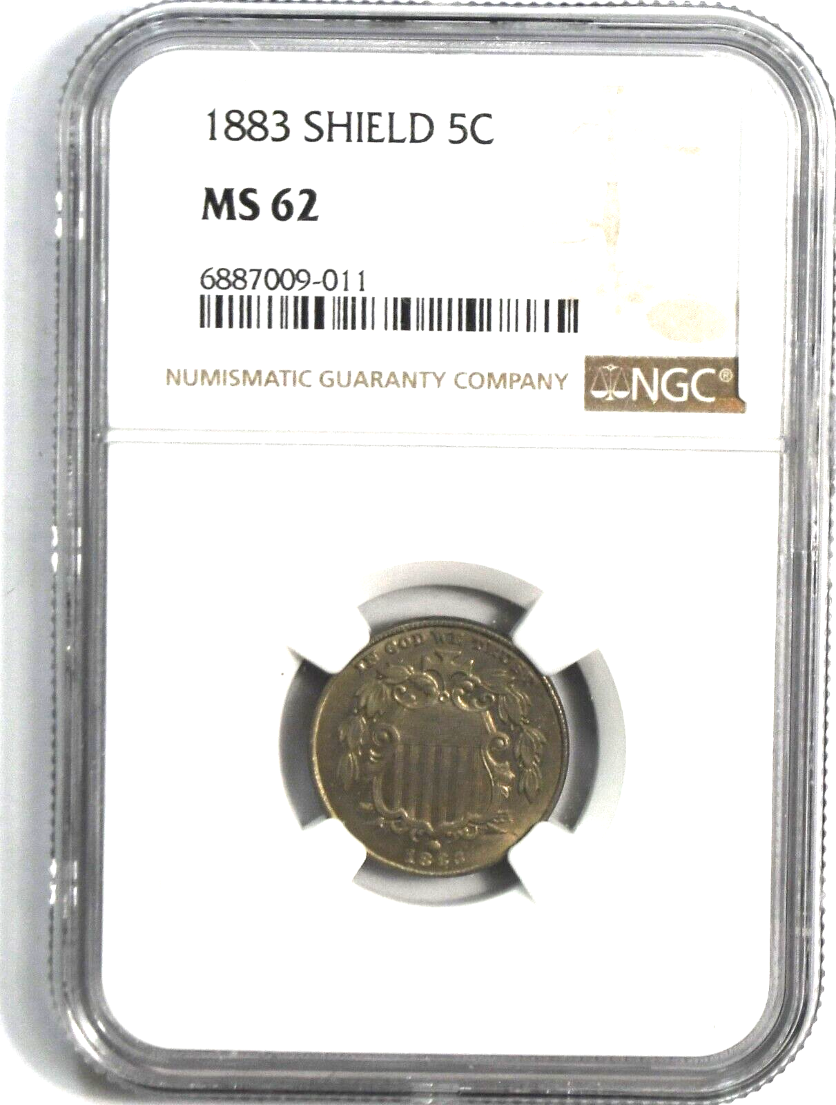 1883 5c Shield Nickel Five Cents US Coin MS62 Uncirculated NGC