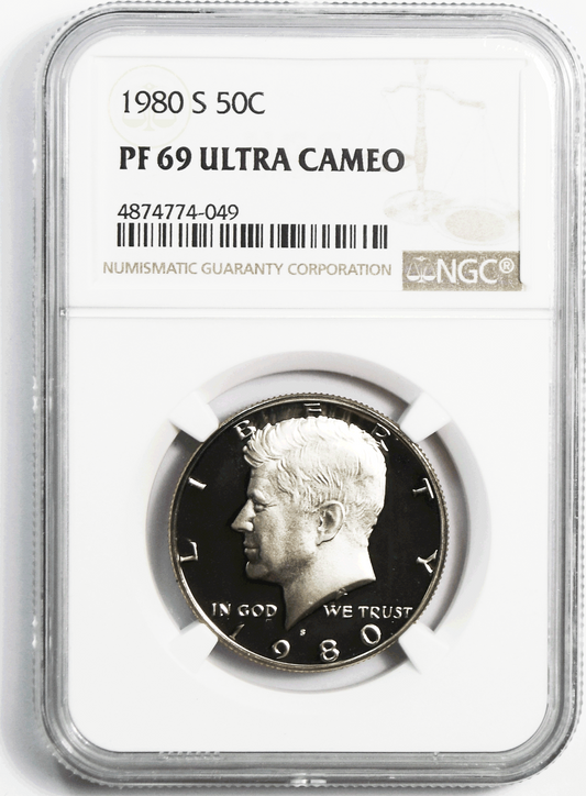 1980 S 50c Kennedy Half Dollar NGC PF69 Ultra Cameo Proof San Francisco