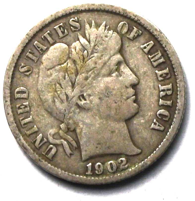 1902 10c Barber Silver Ten Cents Dime US Philadelphia