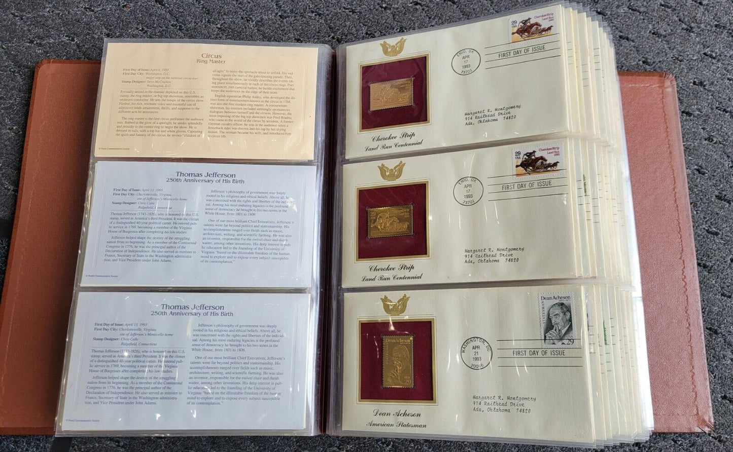 Golden Replicas of United States Stamps Album 22k Gold In Booklet 47pc.