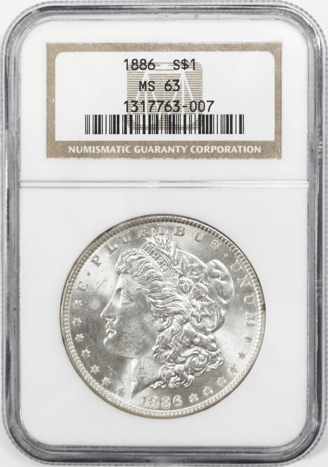 1886 $1 Morgan Silver Dollar MS63 NGC Uncirculated Philadelphia