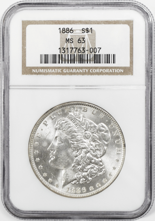 1886 $1 Morgan Silver Dollar MS63 NGC Uncirculated Philadelphia