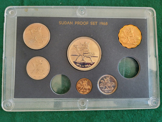 1968 Republic of Sudan 6 Coin Proof Set Khartoum Original Government Packaging