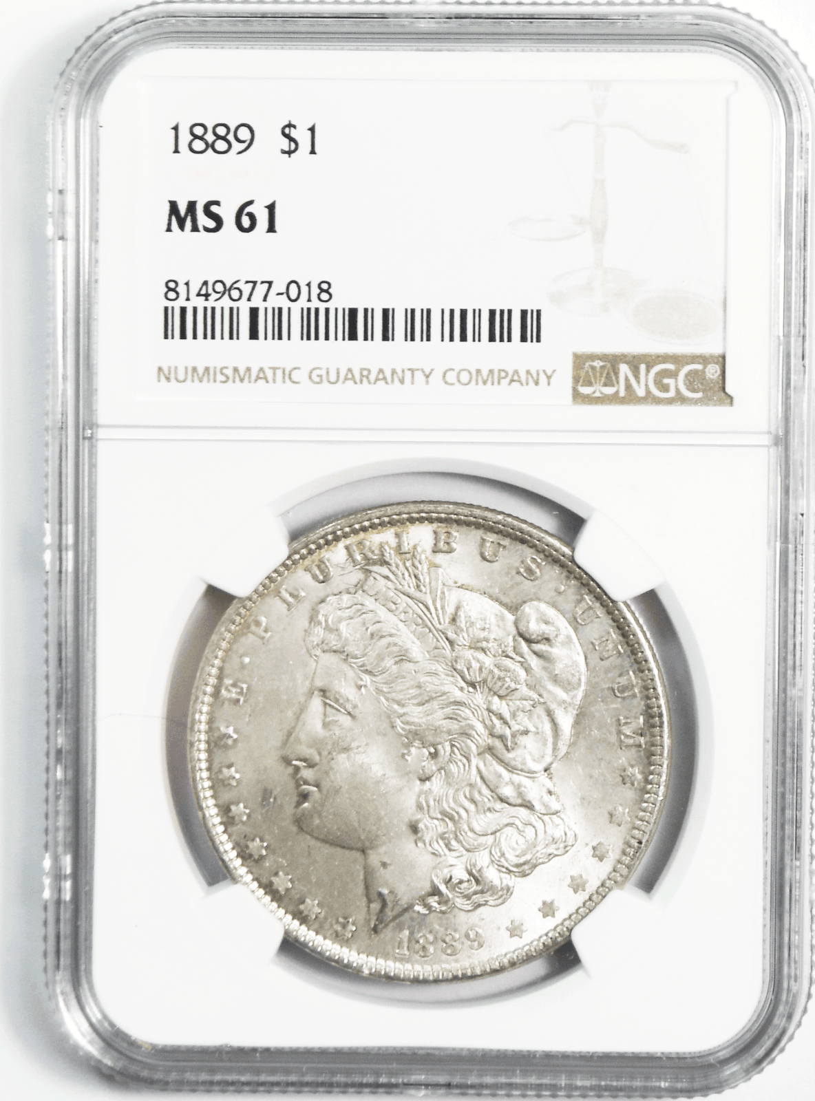 1889 $1 Morgan Silver Dollar MS61 NGC Uncirculated Philadelphia
