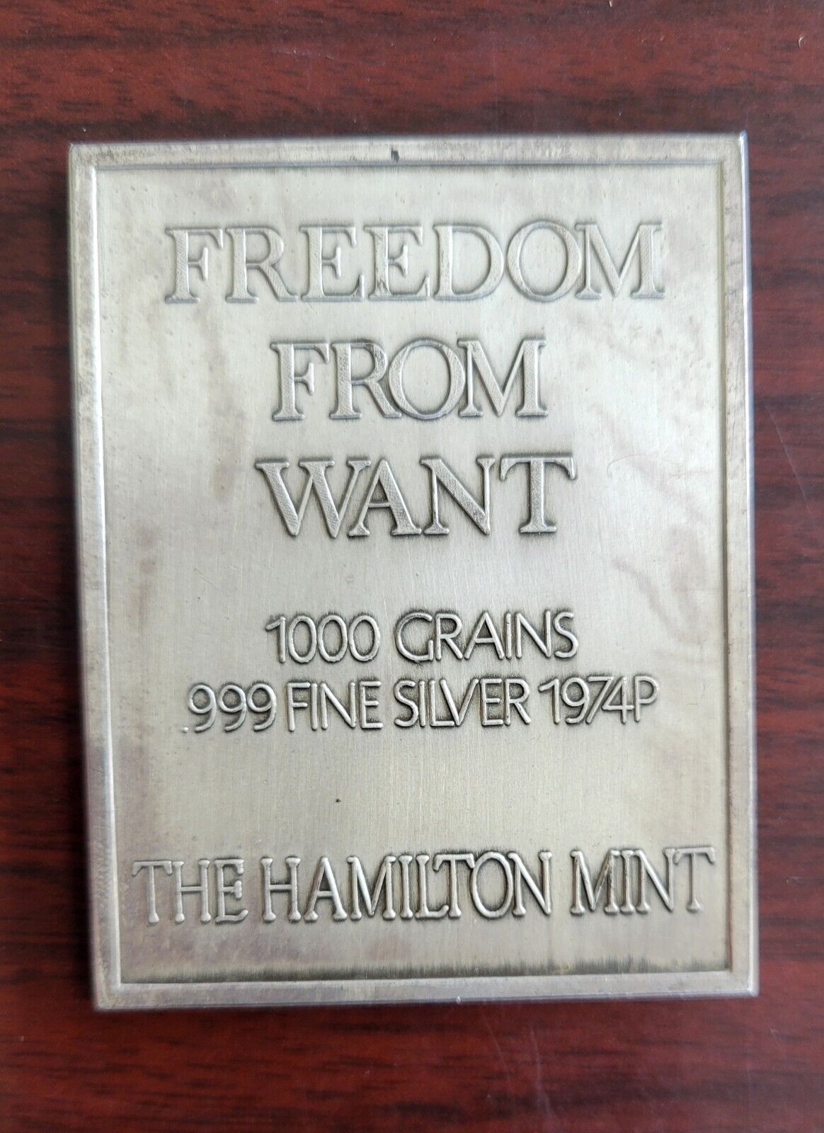 1974 Hamilton Mint Saturday Evening Post Freedom from Want Silver 1000 grains