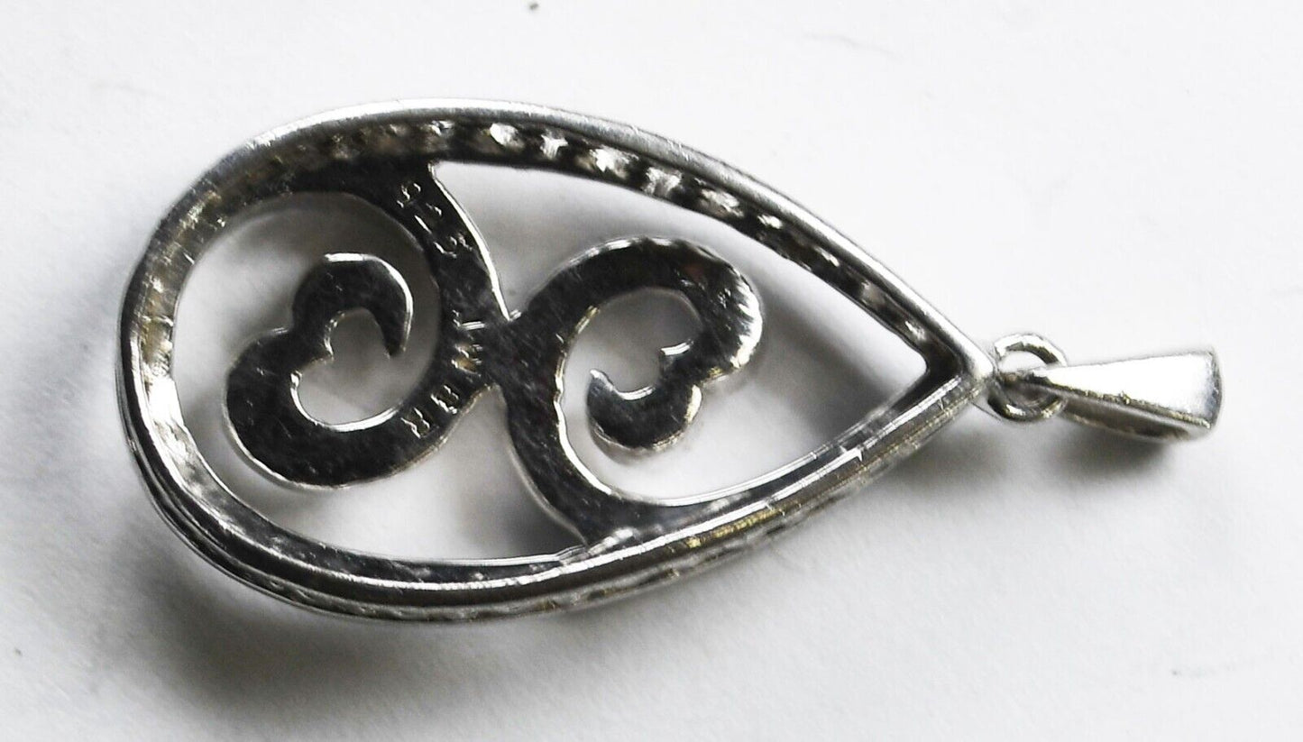 Sterling Silver JWBR Open Heart Blue Diamond Pendant 34mm x 15mm
