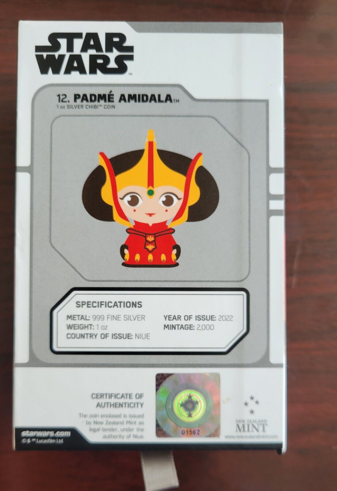 2022 Niue Star Wars 12. Padme Amidala Chibi 1 oz .999 Fine Silver Proof Boxed