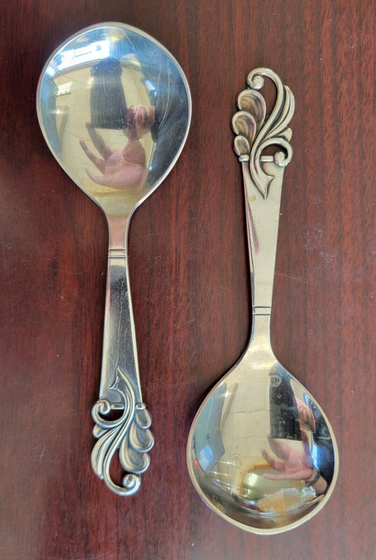 Vintage Copenhagen Sterling Silver Spoons 5 1/4" Denmark 1.3oz. Hand Wroght