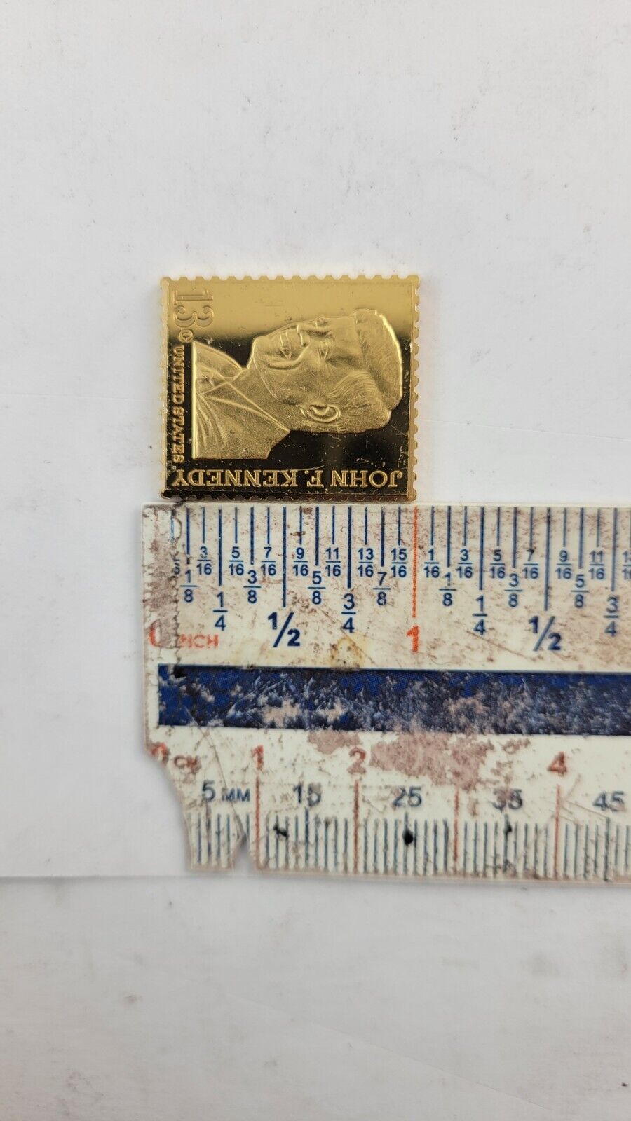 USPS United We Stand .999 Fine Silver Gold Plated Stamp John F. Kennedy .35oz.