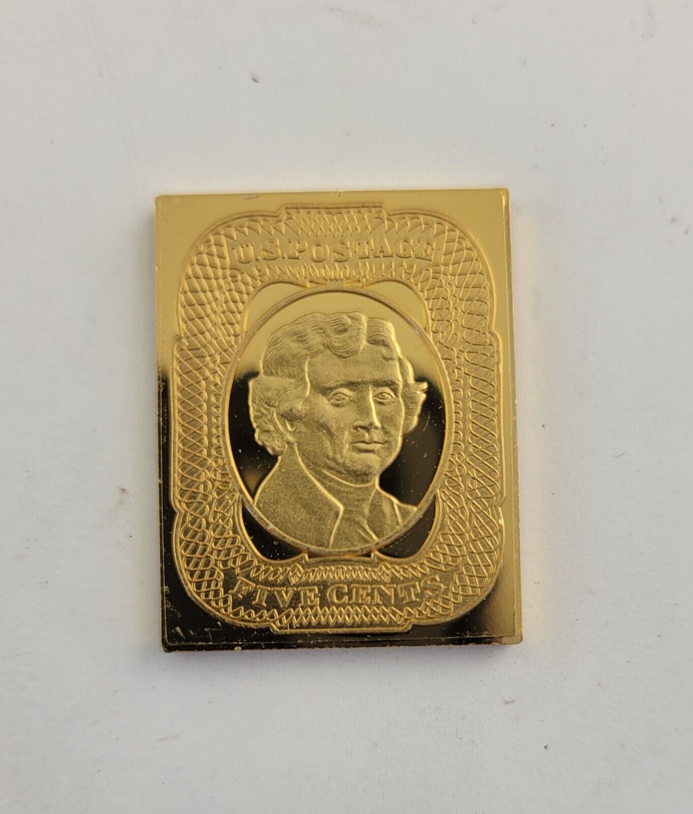 USPS United We Stand .999 Fine Silver Gold Plated Stamp Thomas Jefferson .41oz.