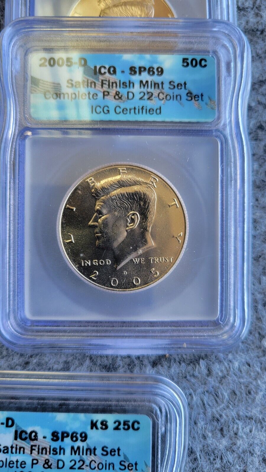 2005-P & D Satin ICG SP69 Set Sacagawea, Cent, Dime, Half, Quarter, Nickel 22pc