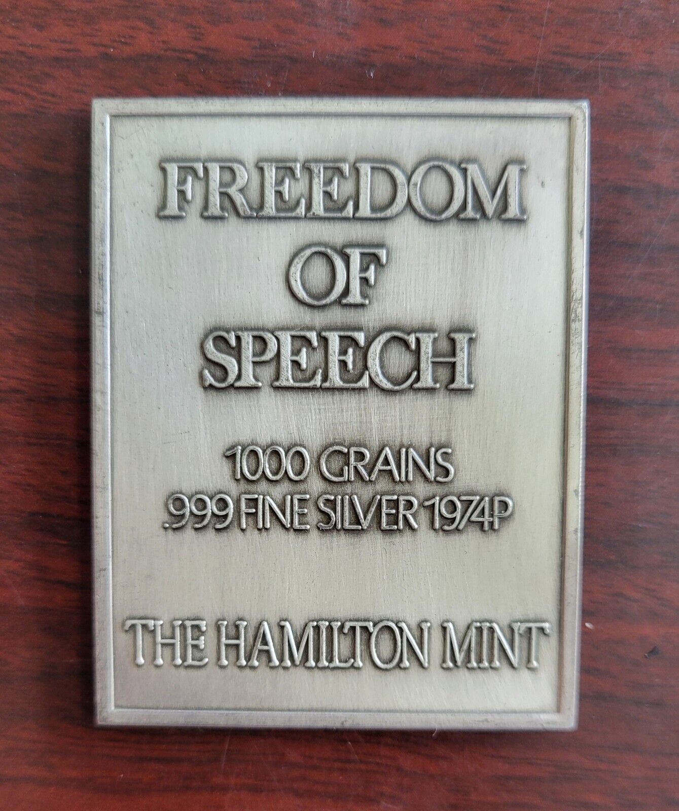1974 Hamilton Mint Saturday Evening Post Freedom Of Speech Silver 1000 grains