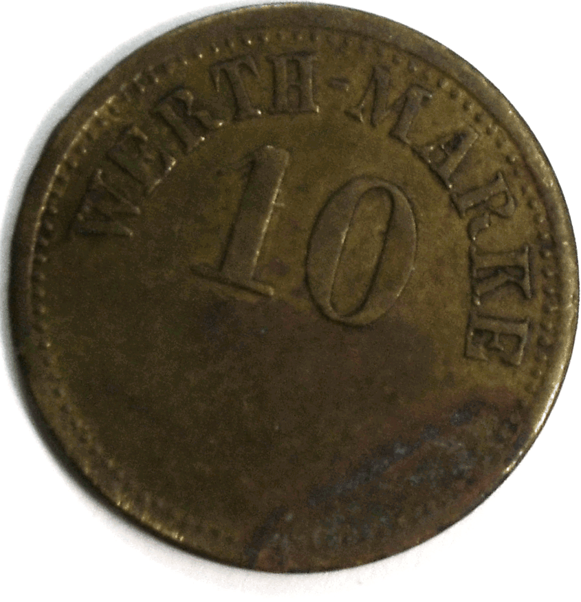 Germany 10 Prennig Werth Marke 1871-1948 Token Brass Warped