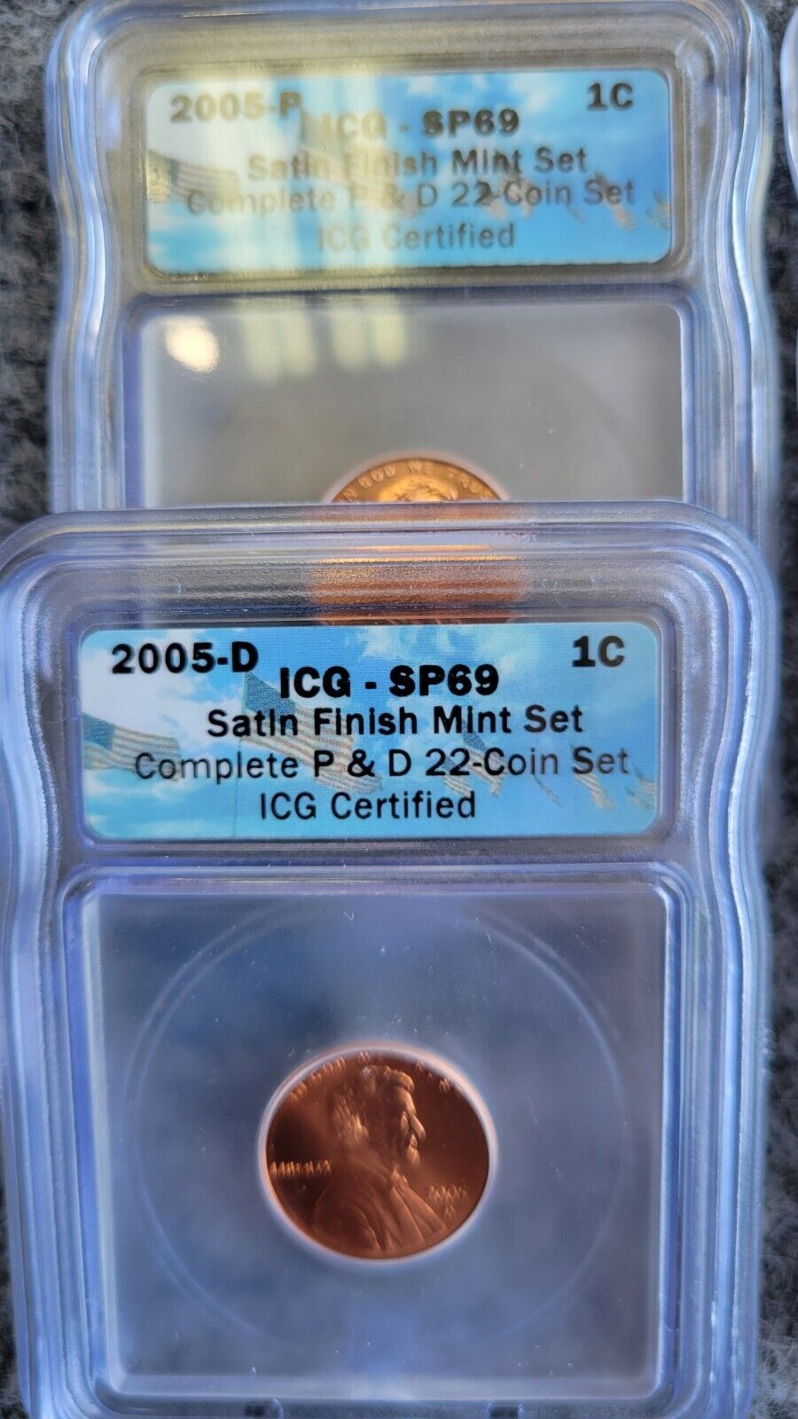 2005-P & D Satin ICG SP69 Set Sacagawea, Cent, Dime, Half, Quarter, Nickel 22pc