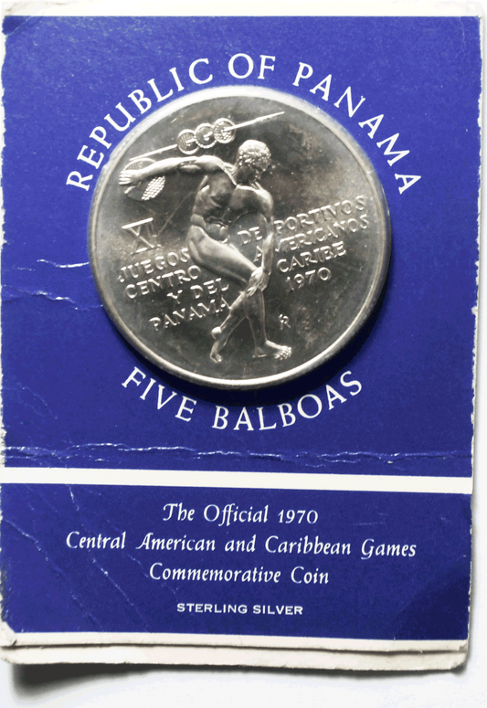 1970 Panama 5 Five Balboas KM#28 Sterling Silver Coin