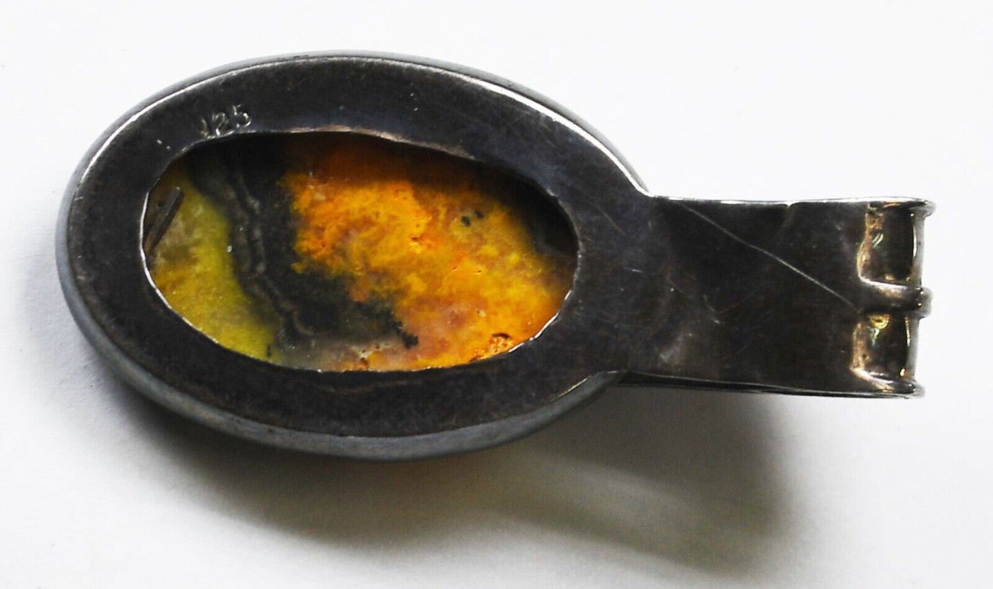 Sterling Silver Bumble Bee Jasper Pendant 42mm x 20mm