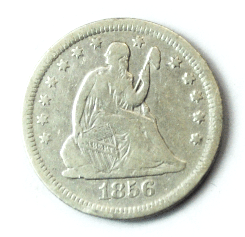 1856 25c Seated Liberty Silver Quarter Dollar Twenty Five Cents Philadelphia
