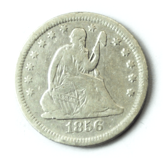 1856 25c Seated Liberty Silver Quarter Dollar Twenty Five Cents Philadelphia