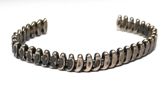 Sterling Silver Flexible Stripe Cuff Spine Bracelet 9mm 7-3/4" Wrist