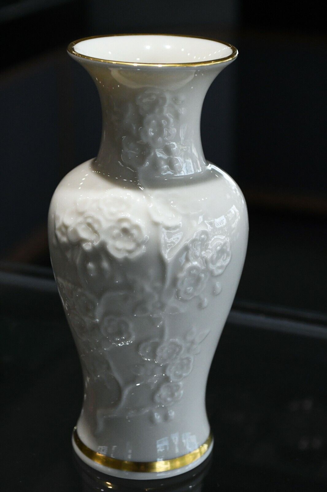 Lenox Ming Blossom Porcelain Gold Rimmed Vase 6 1/4" Made in USA