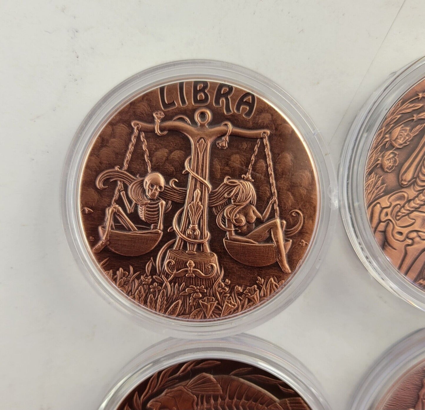 2015 Complete Zodiac .999 Fine Copper Rounds 12pc Skullcoins wCOA Cards Morbid