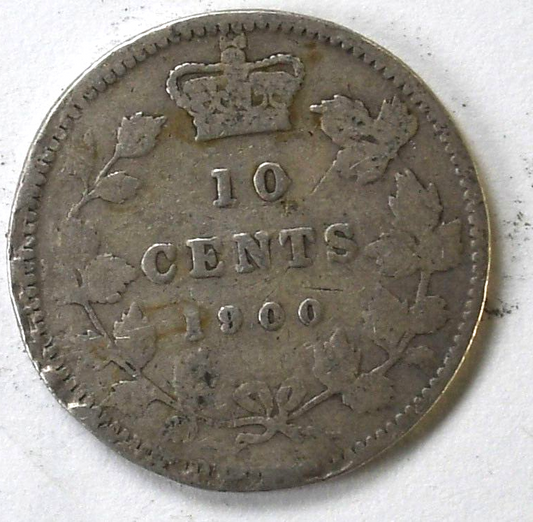 1900 Canada 10c Ten Cents Silver Coin Dime KM# 3