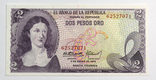 1973 2 Two Pesos Colombia Banknote Uncirculated 62527071