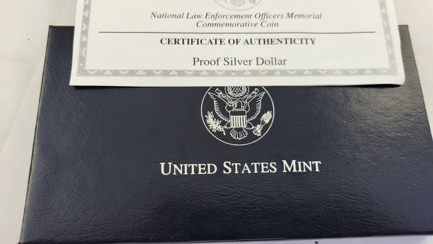 1997 P $1 Law Enforcement Proof U.S. Commemorative Silver Dollar w/Box & Paper