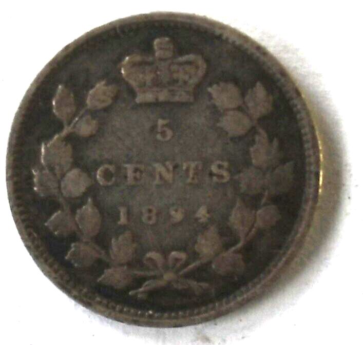 1894 Canada 5c Five Cents Silver Coin Half Dime KM# 2