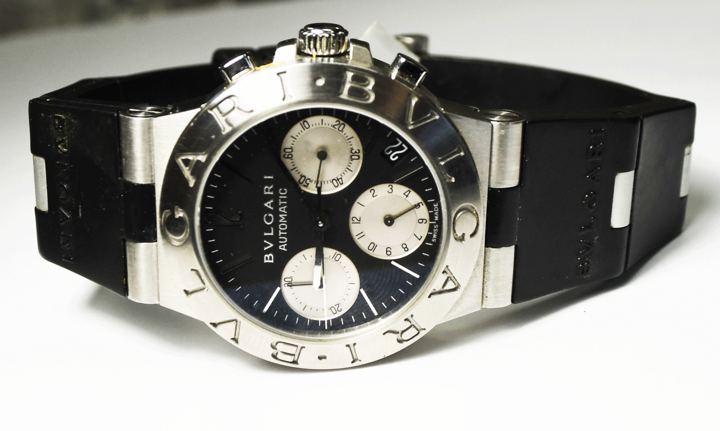 Men's Bvlgari Automatic 36mm Stainless CH35S Black Dial Diagono Chronograph