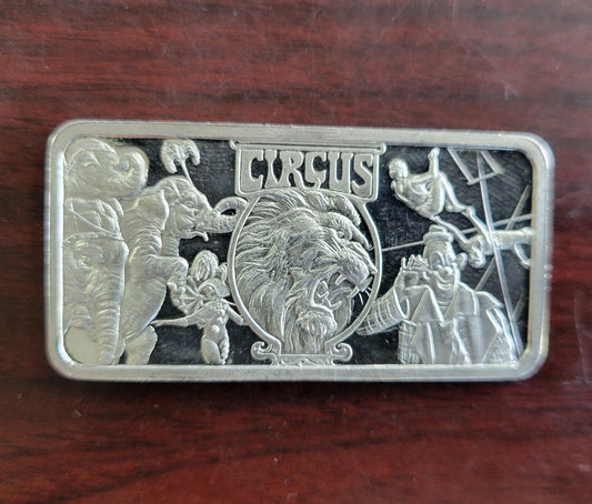 1974 Circus America The Beautiful 1 oz .999 Fine Silver Art Bar Hamilton Mint