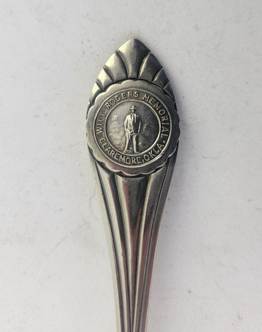 Will Rogers Memorial Claremore Oklahoma Sterling 4 1/2" Souvenir Spoon .39oz.