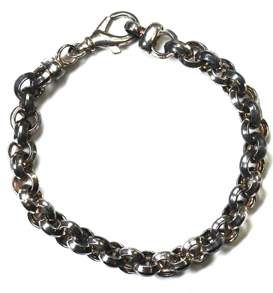 Sterling Silver Milor Italy Rolo Round Link Bracelet 8mm 8"