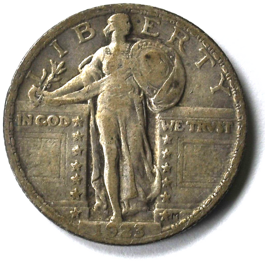 1923 25c Standing Liberty Silver Quarter Philadelphia Adhesive Reverse