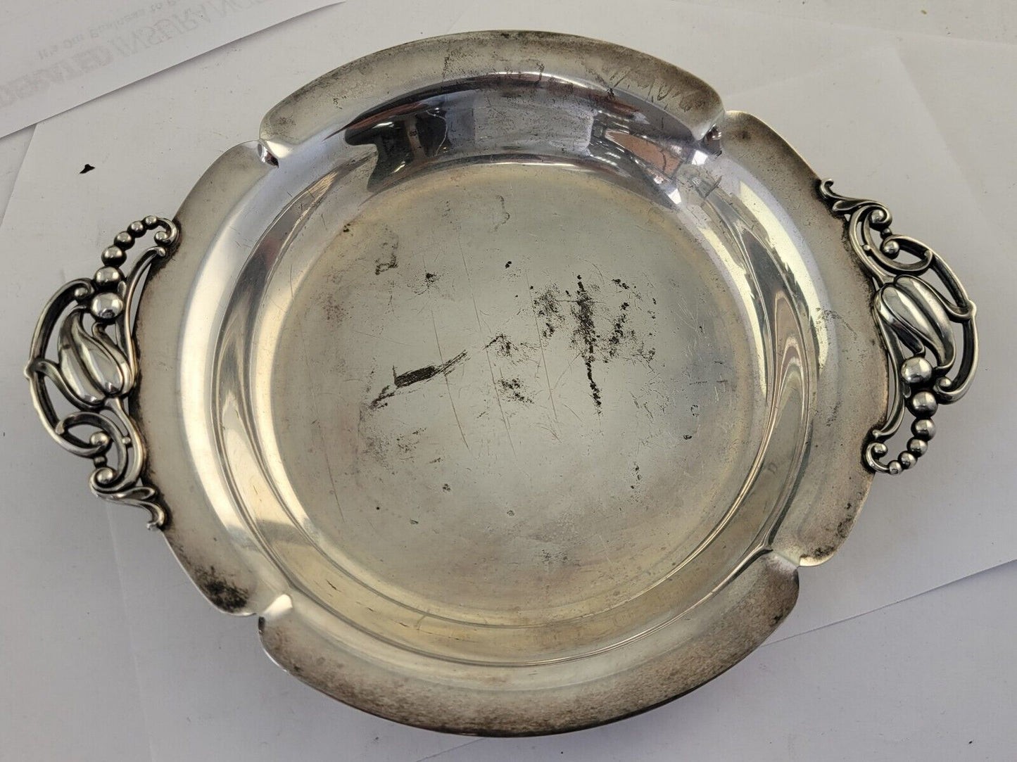 Blossom by Webster Sterling Silver 8" Wide Dish Tray Georg Jensen Style 6.1oz.