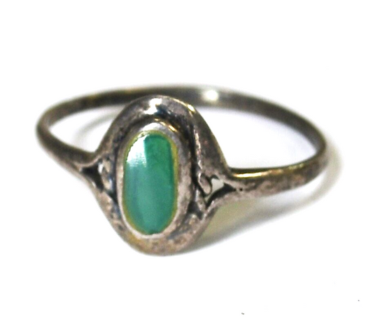 Sterling Silver Oval Green Onyx Solitaire Ring 11mm Size 8