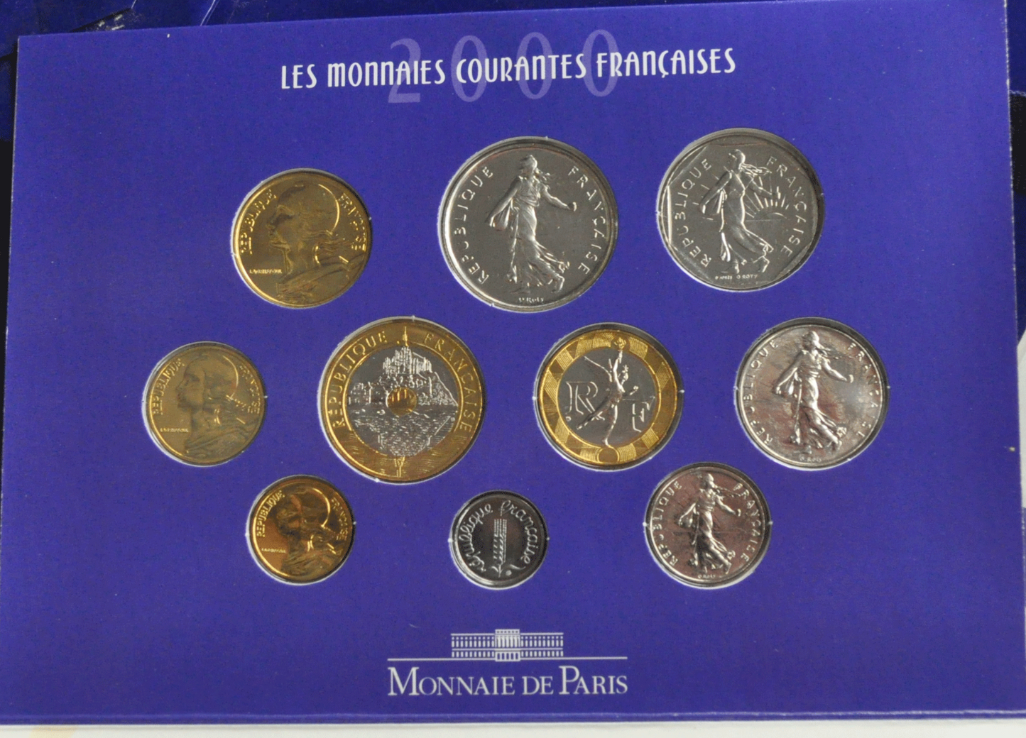 2000 Republique Francaise Monnaies Courantes Brillant Universal 10 Coin Set