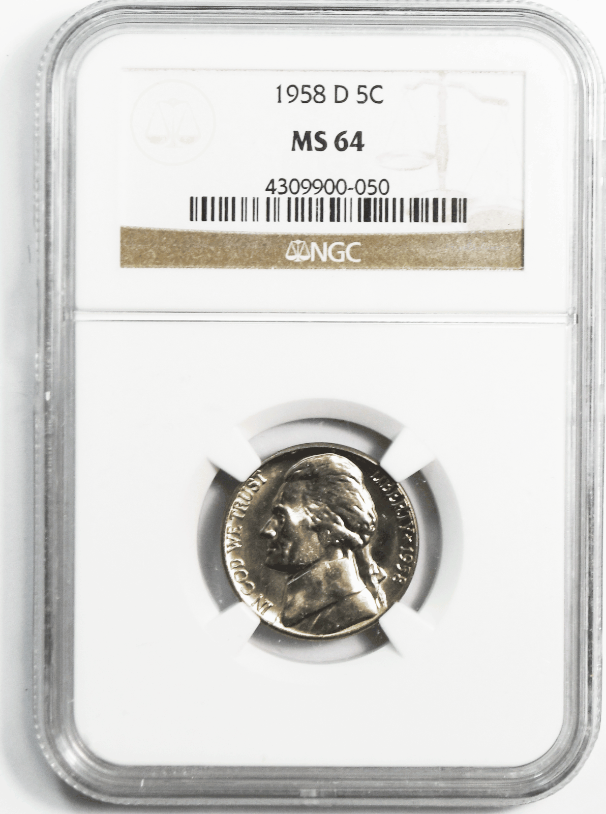 1958 D 5c Jefferson Nickel NGC MS64 BU Denver Five Cents
